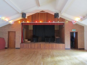 The stage at Fairfield Village Hall